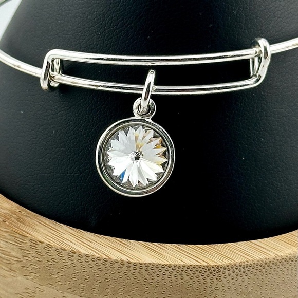Alex And Ani April Birthstone Charm Bangle Bracelet - Picture 4 of 6